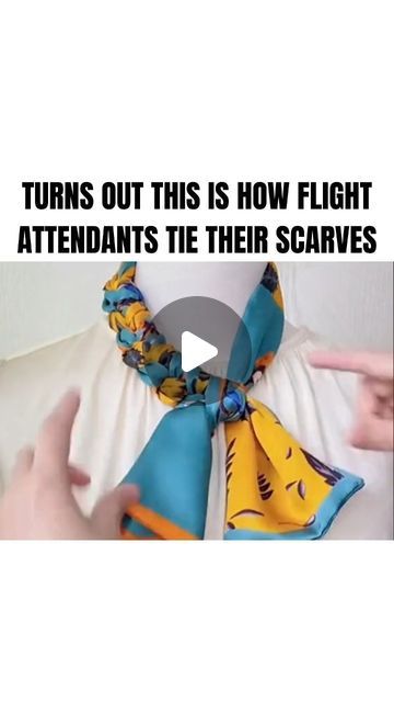 Tie A Shawl, How To Tie A Scarf, How To Tie Scarves, Flight Attendant Scarf, Scarf Hacks, Square Scarf Tying, Clothes Tips, Tie Scarves, Tie A Scarf