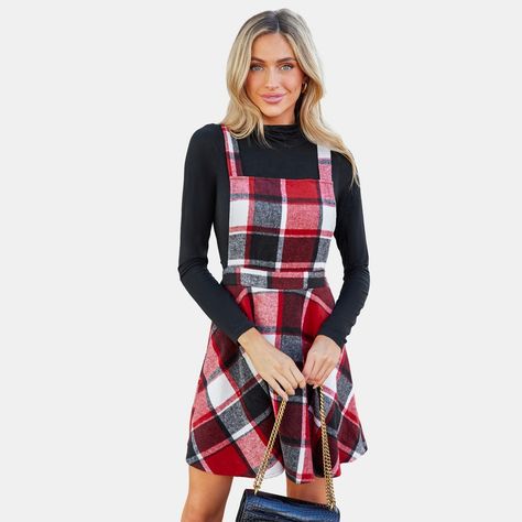 Red plaid dress outfit