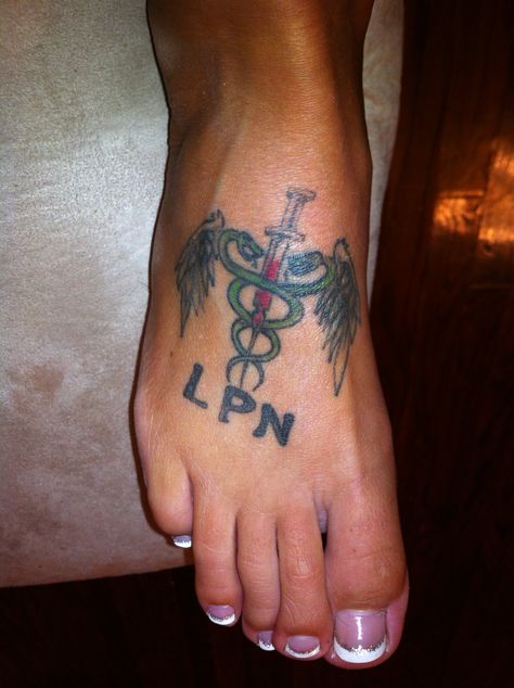 #RN #Tattoo #MightyNurse #Ink #Nurses #LPN Lpn Tattoos For Women, Lpn Tattoos, Nursing Tattoos, Nurse Tattoo, Medical Tattoo, Nursing Life, Symbol Tattoo, Magic Tattoo, Angel Tattoo Designs