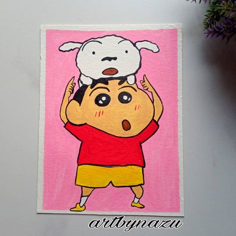 Shinchan Mini Canvas Painting, Shinchan Painting, Tissue Paper Painting, Cartoon Youtube, Sinchan Wallpaper, Sketch Images, Easy Cartoon, Disney Canvas Art, Sinchan Cartoon