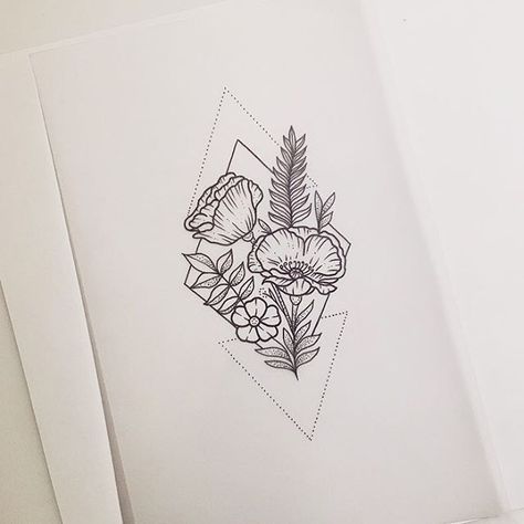 Poppies and geometry <3 Drawing Poppies, Poppies Drawing, Tattoo Fairy, Geometric Flower Tattoo, Poppy Flower Tattoo, Tattoos Mandala, Poppies Tattoo, Diamond Tattoos, Geometric Tattoo Design