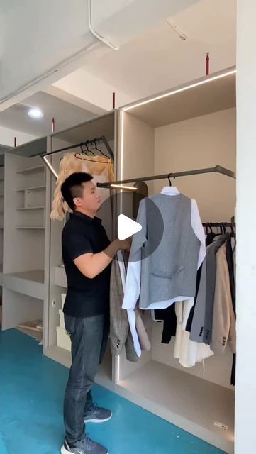 Smart Finds on Instagram: "Tired of struggling to reach those high-up clothing racks? Say goodbye to your arm workout and hello to the Pull Down Closet Rod! 

🙌 This adjustable width clothes rack will have you feeling like a pro stylist, effortlessly pulling down your clothes with ease.

 💁‍♀️ And let's be real, who doesn't love a good wardrobe organizer? Say goodbye to cluttered closets and hello to a heavy duty hanger system that will keep your clothes in tip-top shape.

 😍 Trust us, your arms (and your clothes) will thank you. 💪

 #PullDownRodGoals #closetorganization #WardrobeUpgrade #HomeImprovement" Closet Hangers Ideas, Reach In Closet Ideas, Pull Down Closet Rod, Pull Down Closet, Good Wardrobe, Wardrobe Organizer, Clothing Racks, Closet Hangers, Reach In Closet