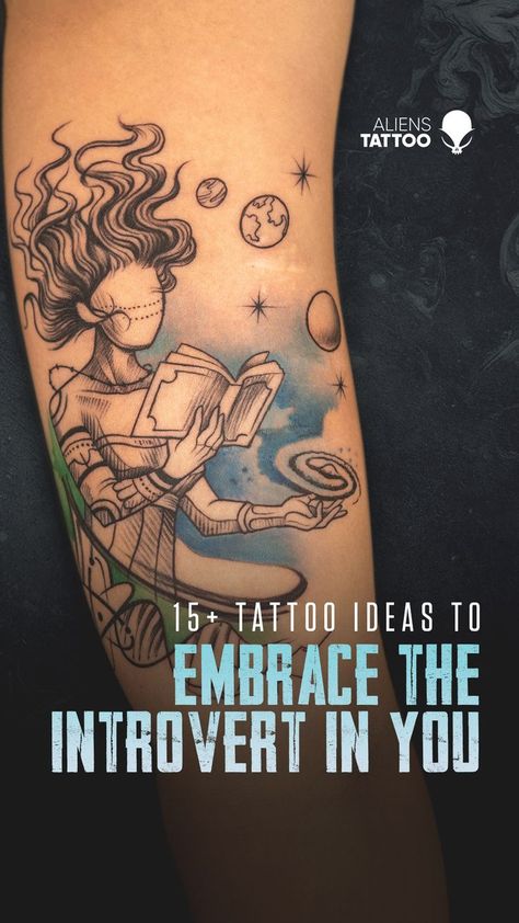 tattoo ideas for introverts by aliens tattoo studio Tattoo Ideas For Creative People, Infj Personality Tattoo Ideas, Disasosiative Tattoos, Solitary Tatoos, Imagination Tattoo Ideas, Self Discovery Tattoo Ideas, Tattoo Ideas For Introverts, Tattoo Ideas For Dissociation, Tattoo For Introverts