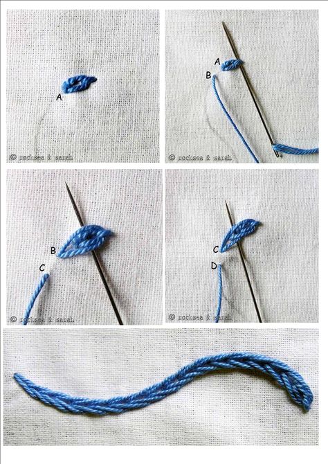 Heavy Chain Stitch Embroidery, Sulaman Pita, Embroidery Stitches Beginner, Chain Stitch Embroidery, Hand Embroidery Videos, Basic Embroidery Stitches, Hand Embroidery Tutorial, Embroidery Stitches Tutorial, Heavy Chain