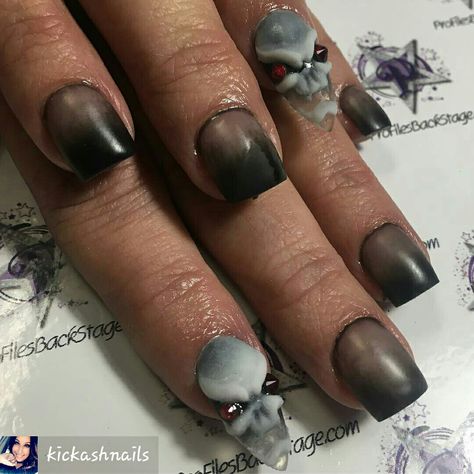 The Creepy Skull Nails #HalloweenNailArt #halloweennaildesign #darkside#nailtechnails #nailtechnician #nailsoninstagram #spookynails #creepynails #skeletons#skeletonnails #shortnails #acrylicnailart #acrylicnail#naildesigns #ArtOnNails #uniquenaildesigns Skull Nail Art, Creepy Skull, Skull Nails, Medium Almond, The Mummy, Halloween Nail Designs, Acrylic Nail Art, Halloween Nail Art, Artist Life