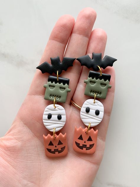 Clay Earrings Halloween, Fimo Kawaii, Lantern Earrings, Polymer Clay Halloween, Jack O Lanterns, Halloween Clay, Diy Earrings Polymer Clay, How To Make Clay, Clay Crafts Air Dry