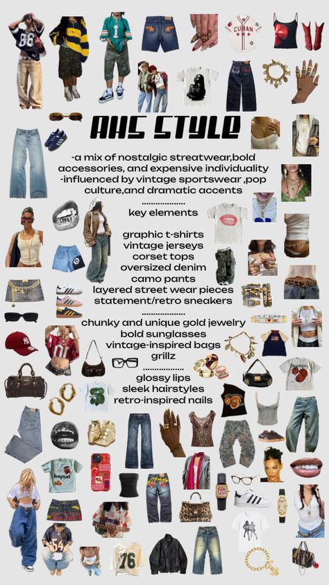 #ahs #ahsstyle #fashion #style #clothing #aestehthic thetic Downtown Street Style, 2000s Fashion Street Style, Alternative Fashion Inspo Outfits, Oasis Inspired Outfit, Ahs Streetwear Style, Different Aesthetic Outfits Names, American High Street Style Outfits, Ahs Outfit Aesthetic, Clothes Style Names