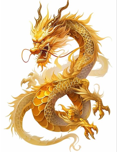 Naga Dragon, Chinese Dragon Art, Dragon Artwork Fantasy, Asian Dragon, Dragon Images, Golden Dragon, Dragon Tattoo Designs, Gold Dragon, Dragon Pictures