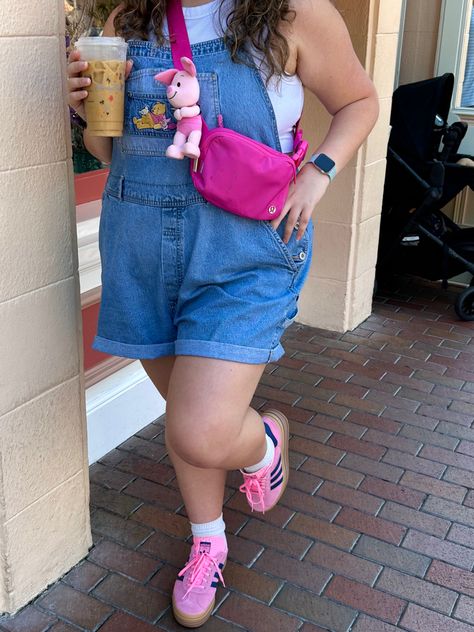 Colorful Disney Outfits, Overall Disney Outfit, Overalls Outfit Disney, Satellite Stompers Outfit, Up Disney Outfit, 90s Disney Outfits, Disney Outfits Women Summer Plus Size, Winnie The Pooh Disney Outfits, Plus Size Disney World Outfits