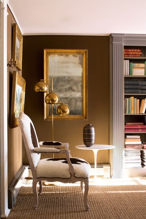 Meet in the Middle Cozy Book Cafe, Dc Brownstone, Earth Tones Paint, Brown Paint Colors, Sofa Design Ideas, Paint Palettes, Cafe Living Room, Corner Sofa Set, Paint Wallpaper