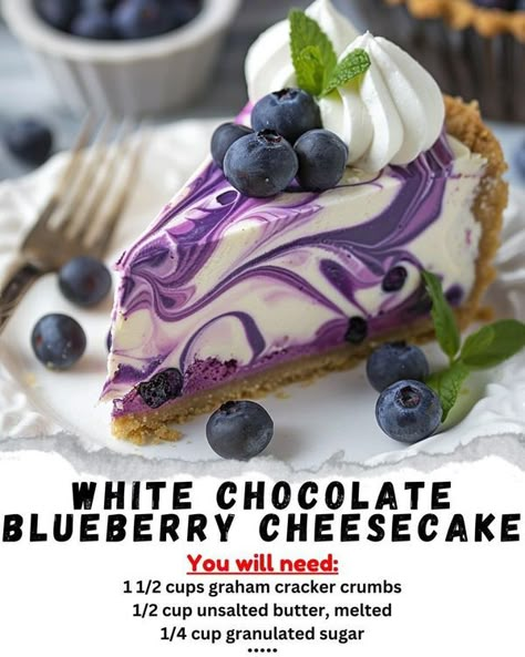 Blueberry Cheesecake Recipes, Purple Cheesecake, White Chocolate Blueberry Cheesecake, Chocolate Blueberry Cheesecake, Cheesecake Ingredients, Pound Cake Recipes Easy, Chocolate Blueberry, Wine Cake, Lemon Dessert Recipes