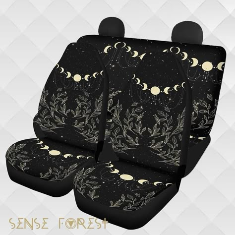 Witchy Car Decor, Cute Car Interior Ideas, Car Headrest, Back Seat Covers, Car Seat Cover, Steering Wheel Cover, Gold Print, Cute Cars, Back Seat