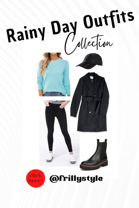 cute rainy day outfit, rainy day outfit, rain outfit Date Outfits Rainy Day, Classic Rainy Day Outfit, Fall Rainy Day Outfits Casual Leggings, Spring Rainy Day Outfit 2023, Rainy Day Outfits 2023, Rainy Day Outfit For Spring Casual, Rainy Day Outfit 2023, Rainy Day Outfit Leggings, Raining Day Outfit Spring