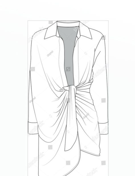 Shirt Dress Flat Sketch, Dress Flat Sketch, Collar Illustration, Dress Outline, Corset Sewing Pattern, Garment Details, Flat Sketches, Office Worker, Fashion Sketch