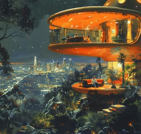 Retro Futurism Atompunk, Traveller Rpg, Sf Art, Gorgeous Houses, Elf House, Location Inspiration, Fantasy Images, Outdoor Decor Backyard, Cyberpunk Art