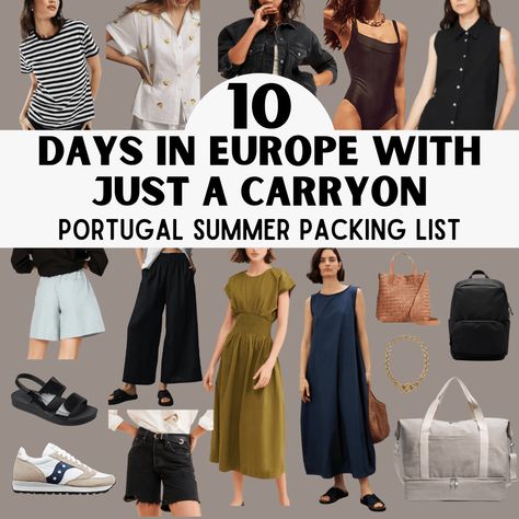 European Summer Vacation Packing List: Amazing Portugal Edition - The Pauline Portugal Packing List, Travel Capsule Wardrobe Spring, Summer Vacation Packing List, Summer Vacation Packing, European Summer Vacation, Summer Packing Lists, Vacation Packing List, Summer Packing, Packing List For Vacation