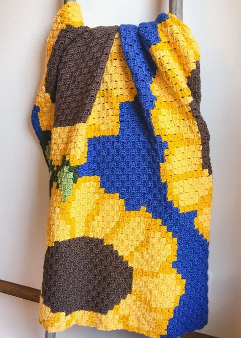 Motifs Afghans, Crochet Blanket Free, Sunflower Blanket, Crochet C2c Pattern, Zig Zag Crochet, C2c Crochet Pattern Free, C2c Crochet Blanket, Confection Au Crochet, Crochet Afgans