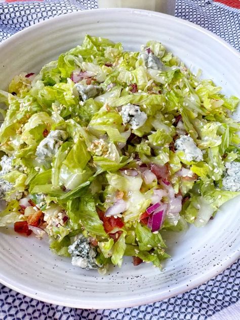 Blue Cheese Chopped Salad - The Tipsy Housewife Blue Cheese Chopped Salad, Blue Cheese Vinaigrette, The Tipsy Housewife, Chopped Salad Recipe, Tipsy Housewife, Cheese Twists, Salad Inspiration, Salad Aesthetic, Blue Cheese Salad