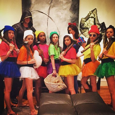 Snow White and 7 dwarfs costumes Snowhite And The Seven Dwarfs, Snow White And 7 Dwarfs, White Cabin, 7 Dwarfs, The Seven Dwarfs, Seven Dwarfs, The Seven, Halloween Costume, Snow White