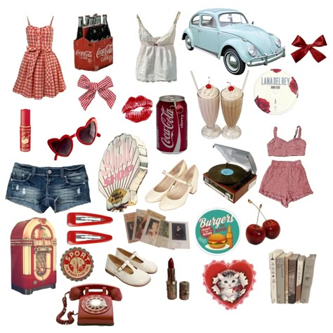 Americana Lana Del Rey Aesthetic, 60s Americana Aesthetic, Americana Aesthetic Coquette, America Vintage Aesthetic, Americana Vintage Aesthetic, Coquette Outfit Americana, Vintage Americana Pfp, Lana Del Rey Vintage Americana, Coquette Americana Aesthetic Outfit