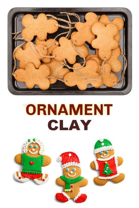 GINGERBREAD CLAY RECIPE: Make tree ornaments that smell just like Christmas! #gingerbread #gingerbreadclay #gingerbreadclayrecipe #gingerbreadrecipe #gingerbreadornaments #gingerbreadornamentrecipe #ornamentsdiy #ornaments #kidmadeornaments #christmasornaments #christmasornamentsdiy Gingerbread Ornaments Recipe, Gingerbread Clay, Clay Recipe, How To Make Gingerbread, Preschool Christmas Activities, Recipe Tutorial, Gingerbread Crafts, Gingerbread Christmas Decor, Diy Ornament