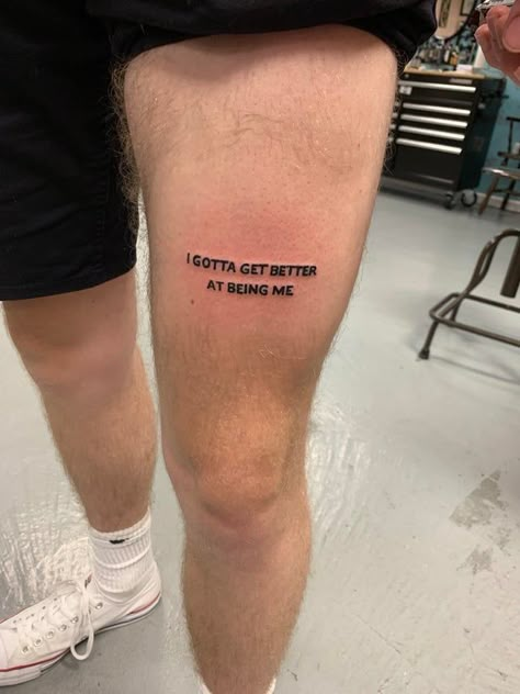 Brockhampton Tattoo, Simple Leg Tattoos, Tatuagem Masculina Pequena, Chic Tattoo, Text Tattoo, Only Aesthetic, Leg Tattoo Men, Cool Small Tattoos, Knee Tattoo