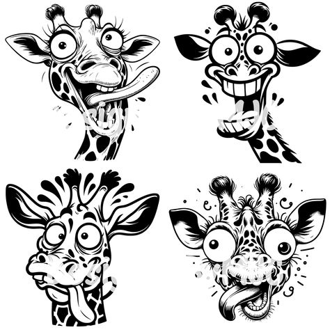 Crazy Animals Funny, Giraffe Craft, Giraffe Cartoon, Giraffe Crafts, Funny Vinyl Decals, Funny Giraffe, Silly Faces, Weird Animals, Vector Graphics