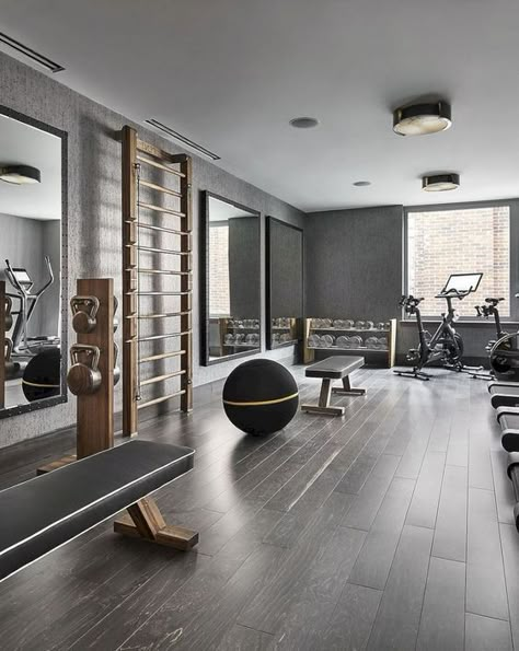 Dream Home Gym, Workout Room Home, Home Gym Garage, Basement Gym, Gym Room At Home, Gym At Home, Gym Interior, Home Gym Decor, Fitness Room