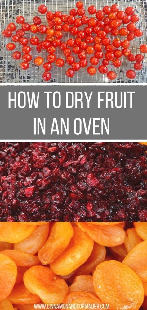 Learn how to dry any fruit in your oven! No dehydrator needed! This step by step guide shows you how to prepare, dry and store your homemade dried fruit! Plus recipes to use them up #diy #homesteading #harvesting #foraging Fruit Dehydrator Diy, How To Dry Fruits In The Oven, Drying Strawberries In Oven, How To Dried Fruit, How To Freeze Dry Fruit At Home, Oven Dehydrator Recipes, Oven Dried Fruit, Dried Fruit Oven, Dried Fruit In The Oven