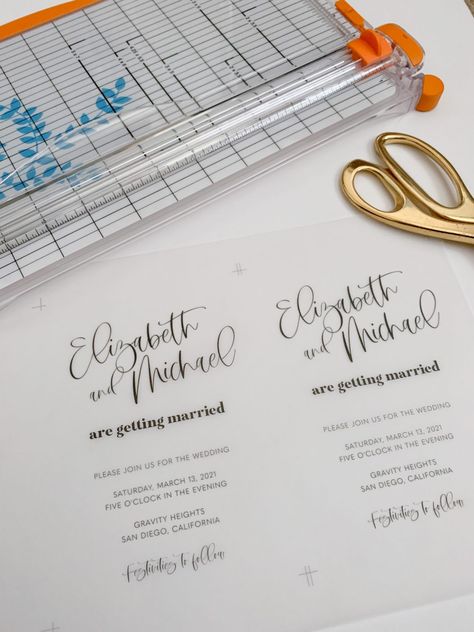 Cricut Vellum Wedding, Vellum Invitations Diy, Vellum Wedding Invitations With Picture, Velum Paper Invitations, Diy Elegant Wedding Invitations, Printing On Vellum Paper Diy, Vellum Wedding Invitations Diy, How To Print On Vellum Paper, Vellum Invitations Wedding