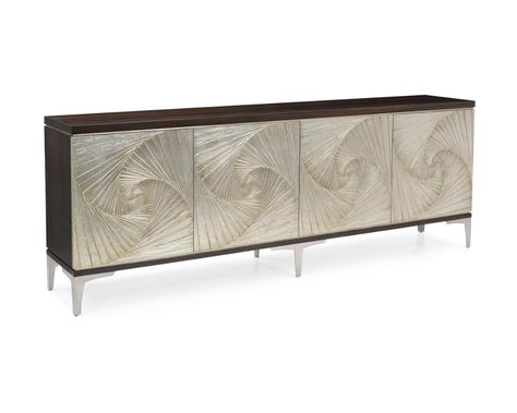 EUR-04-0662 | 34.5"H X 94.75"W X 18.25"D Rosedale Four-Door Cabinet Console Table Accessories, John Richard, Spiral Pattern, Sideboard Furniture, Cabinet Organization, Wall Fans, Fine Linens, Rectangular Rugs, Sideboard Cabinet