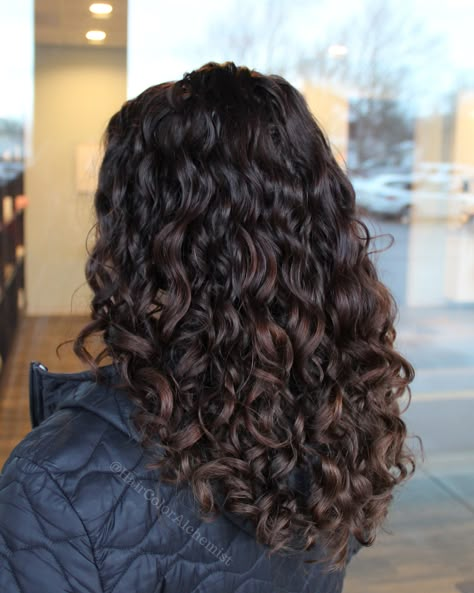 DevaCut and transformation. Natural Curly Layered Haircut, Dark Brown Natural Curly Hair With Low Lights, Haïr Cut For Long Curly Hair, U Shape Curly Haircut, Dark Chocolate Curly Hair, Lose Curly Hair, Hair Cuts For Curly Hair Natural Curls, Curly Hair Cuts Shoulder Length, Cute Curly Hair Cuts