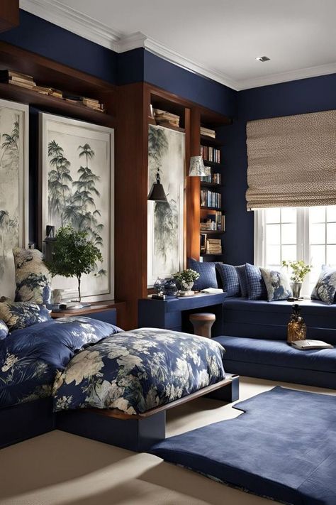 Navy And White Bedroom Ideas, White Bedroom Ideas For Men, Navy And White Bedroom, Cream Bedroom Decor, Navy Bedroom Ideas, Bedroom Decor Rustic, Blue And Cream Bedroom, Navy Bedroom, Bedroom Ideas For Men