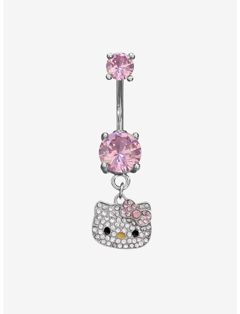 14G Steel Hello Kitty Bling Navel Barbell | Hot Topic Sanrio Style, Piercing Care, Hello Kitty Charm, Belly Button Piercing Jewelry, Belly Piercing Jewelry, Saline Solution, Hello Kitty Jewelry, Hello Kitty Clothes, Hello Kitty Accessories