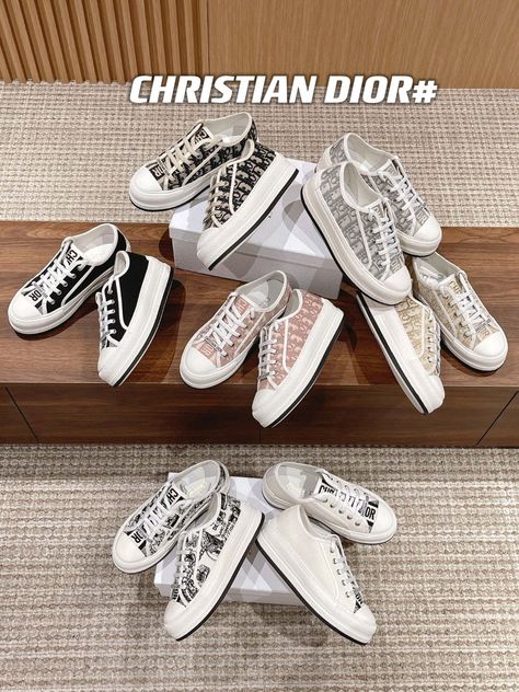 Dior Sneakers Outfit Women, Dior Walk N Dior Sneakers, Dior Sneakers Outfit, Tenis Dior, Platform Outfits, Christian Dior Sneakers, Dior Shoes Sneakers, Embroidered Sneakers, Sneaker Outfits Women