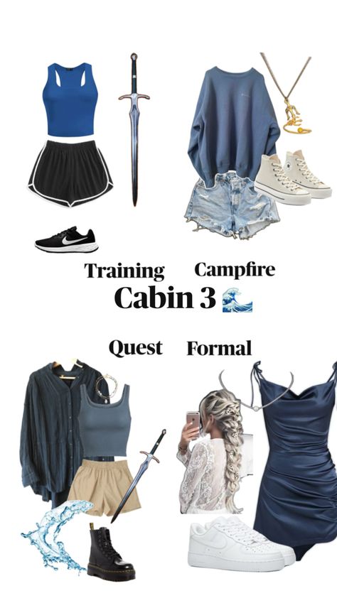 Poseidon Outfit, Children Of Poseidon, Child Of Poseidon, Cabin Outfit, Percy Jackson Cabins, Percy Jackson Outfits, Runners Outfit, Daughter Of Poseidon, Percy Jackson Books