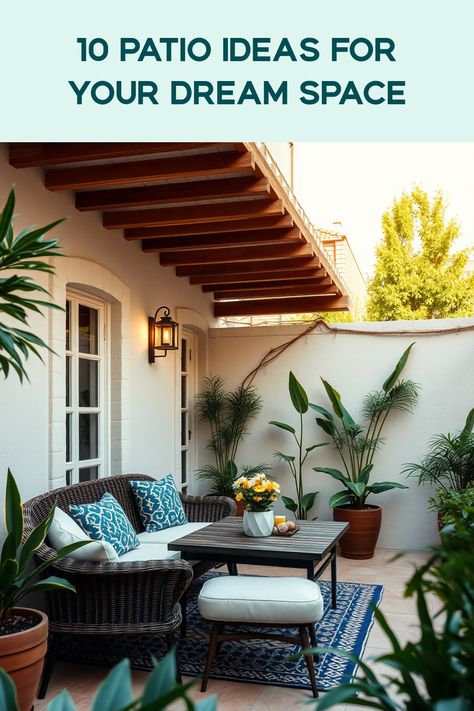 Looking to create your perfect private patio? Discover these 10 inspiring ideas that enhance your outdoor space with style and comfort. Whether you crave a cozy nook for quiet evenings, a colorful garden retreat, or a vibrant spot to entertain guests, this guide is packed with practical tips to make it happen. Transform your patio into a relaxing oasis using outdoor decor essentials, colorful planters, stylish furnishings, and unique accessories to enjoy year-round. Let's make your dream patio a reality! Side Patio Decorating Ideas, Florida Patio Ideas, Patio Greenery, Cozy Backyard Ideas, Cozy Outdoor Patio, Small Outdoor Patios, Patio Decor Ideas, Dream Patio, Garden Retreat