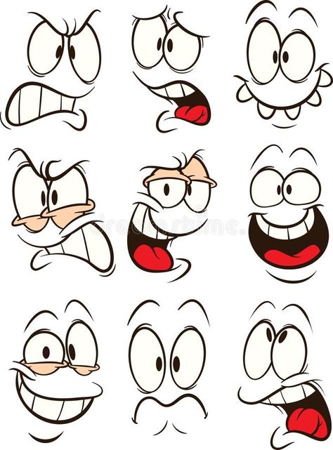 Funny cartoon faces with different expressions stock illustration Editorial Cartooning Facial Expressions, Inkblot Art, Mouse Sleeping, Funny Face Drawings, Cartoon Faces Expressions, Graffiti Character, Cartoon Features, Funny Cartoon Faces, Expression Sheet