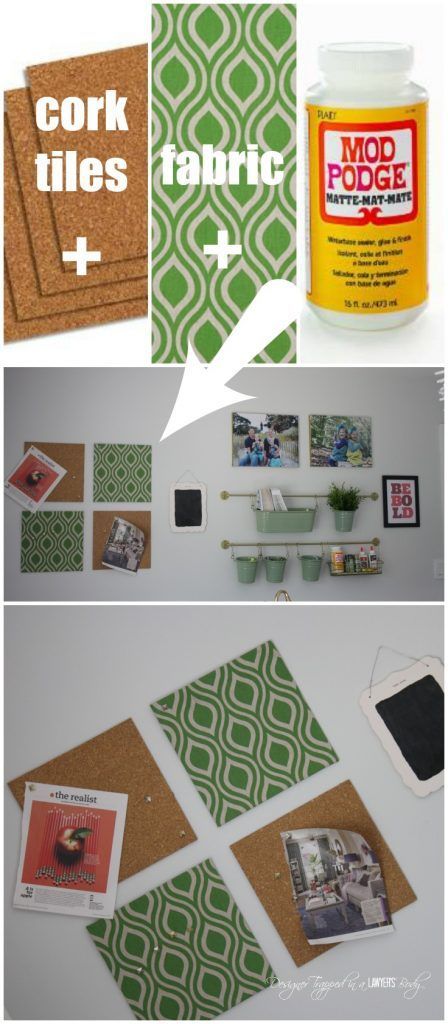 LOVE THIS! DIY fabric covered cork tiles. So easy and stylish! By Designer Trapped in a Lawyer's Body for All Things Thrifty. Cork Board Tiles Ideas, Art Desk For Kids, Covered Cork Board, Fabric Covered Cork Board, Cork Board Tiles, Desk For Kids, Fabric Corkboard, Craft Room Desk, Diy Cork Board