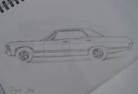 Impala 2016 Impala Drawing, 66 Impala, Impala 67, 1967 Chevy Impala, Bike Drawing, Chevrolet Nova, Chevy Impala, Car Drawings, Hand Art Drawing