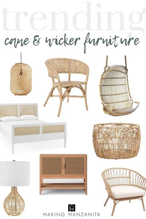 Boho Cane Furniture, Boho Furniture Bohemian Style, Bedroom Boho Farmhouse, Rattan Furniture Decor, Boho Farmhouse Bedroom, Theme Cafe, Boho Farmhouse Living Room, Boho Homes, Boho Style Furniture