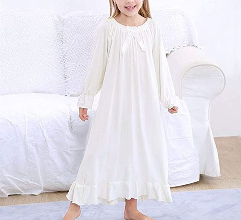 Amazon.com: CHUNG Toddler Little Big Girls Modal Nightgowns Soft Princess Short Sleeve Round Square Neck Long Sleep Dress Vintage…: Clothing, Shoes & Jewelry Vintage Princess Nightgown, Vintage Nightgown For Sleepovers, Vintage White Nightgown For Sleepover, Long Sleep Dress, Princess Nightgowns Cotton, Girls Vintage Nightgown Pattern, Toddler Nightgown, White Nightgown, Santa Experience