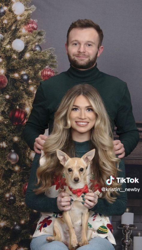 Couples Christmas Photoshoot Jcpenney, Holiday Card Poses With Dog, Christmas Card With Dog Couple Funny, Couple And Dog Christmas Pictures, Holiday Photos With Pets, Family Christmas Card Ideas With Dogs, Awkward Pet Family Photos, Christmas Dog Family Photoshoot, Christmas Family Dog Photos