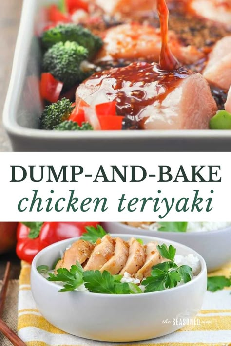 With just 5 minutes of prep and only 5 ingredients, this dump-and-bake chicken teriyaki is an easy, family-friendly dinner for busy nights! Tender, juicy chicken bakes in a rich, sweet-and-savory sauce for a complex dish that tastes like you spent hours in the kitchen. Dinner For Busy Nights, Dump And Bake Chicken, Chicken Teriyaki Sauce, Chicken Bakes, Dump And Bake, Baked Teriyaki Chicken, Easy Teriyaki Chicken, Chicken Receipes, Teriyaki Recipe