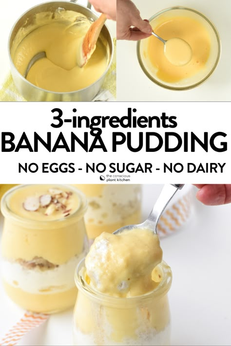 The most delicious creamy Vegan Banana Pudding made with only 3 ingredients and no sugar added! Bonus, this recipe is also gluten-free and perfect for as a vegan kid snack. Non Dairy Banana Pudding, Healthy Banana Pudding Recipe, Dairy Free Banana Pudding, Healthier Banana Pudding, Sugar Free Banana Pudding, Vegan Banana Pudding Recipe, Lactose Free Banana Pudding, Low Fat Banana Pudding, Gluten Free Banana Pudding Recipe