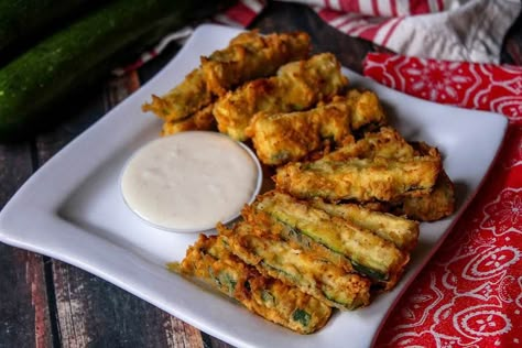 Fried Zucchini #vegetables #fried zucchini #justapinchrecipes Zucchini Fried, Fried Zucchini Recipe, Fried Zucchini Sticks, Fried Zucchini Recipes, Easter Side Dishes Recipes, Cheesy Green Bean Casserole, Zucchini Sticks, Squash Casserole Recipes, Vegetable Appetizers