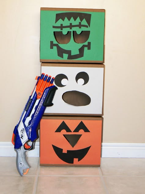 We are getting excited for Halloween and put together these Nerf targets for a fun Halloween activity. The sweet payoff of this activity ... Small Pumpkin Carving, Pumpkin Templates, No Carve Pumpkin, Thanksgiving Games For Adults, Fun Halloween Party Games, Carving Templates, Halloween Party Activities, Fall Carnival, Halloween Class Party