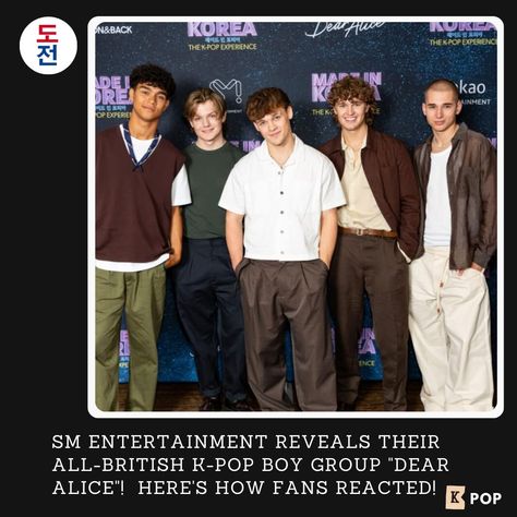 SM Entertainment reveals their all-British K-pop boy group "Dear Alice"! Here's how fans reacted! This has now becoming a trend with the big three K-pop companies, YG Entertainment, HYBE, and Sm Entertainment focusing on the international audience. This past weekend, SM Entertainment revealed their all-British boy band "Dear Alice". We introduce all the members and how fans are reacting to this news! Visit our site for member profiles and fan reactions! --- #dojeonmedia #dojeon #도전미디어 #도전 ... Dear Alice, The Big Three, Pop Boy, Sm Entertainment, Big Three, British Boys, Boy Group, Boy Band, Yg Entertainment