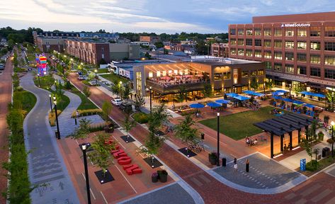 Permeable Pavers, Carmel Indiana, New Urbanism, Linear Park, Urban Tree, Outdoor Cafe, Tree Canopy, Urban Fabric, Town Center