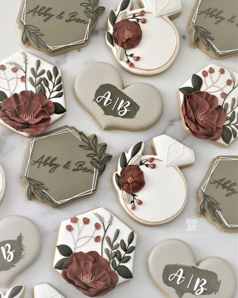 Julie Thomas (@juliesartisanbakery) • Instagram photos and videos 50th Anniversary Cookies, Wedding Cookies Decorated, Julie Thomas, Wedding Shower Cookies, Engagement Cookies, Anniversary Cookies, Bridal Cookies, Wedding Cake Cookies, Head Over Heels In Love